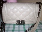 Borse In Pelle Made in Italy Genuine Leather Ivory Quilted Shoulder Crossbody