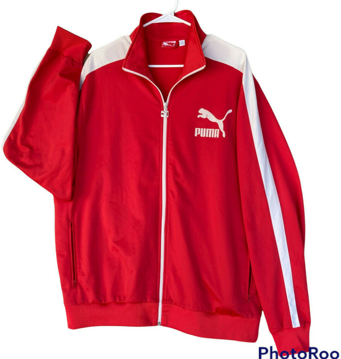 Men's Puma Track Jacket Red White Athletic 3XL Full Zip Men's Puma Track Jacket Red White Athletic 3XL Full Zip