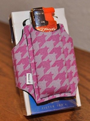 2 Smoo-Z Smoker's Coozie Cigarette Case & Lighter Holder PINK
