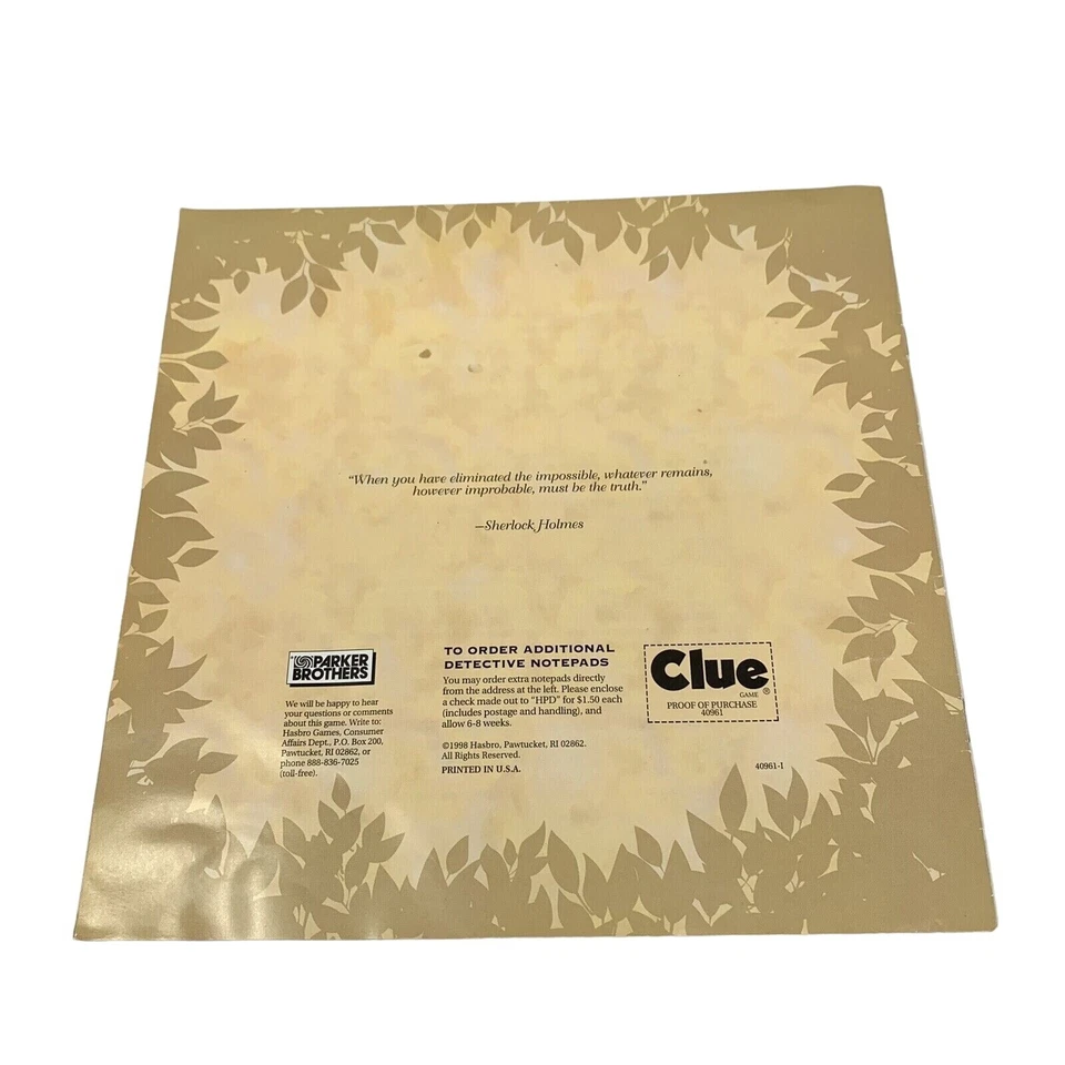 Clue 50th Anniversary Game Board Only Replacement Part Piece Map Rule Book - Image 4 of 4