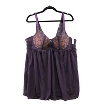 NWT Adore Me Babydoll Lingerie Cami Bra Top 42D Purple Padded Lace Chiffon