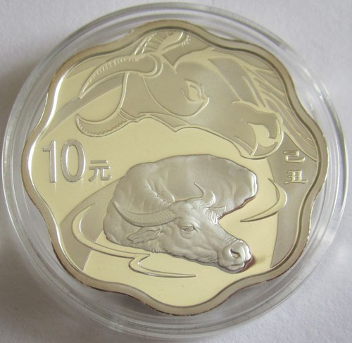 China 10 Yuan 2009 Lunar Ochse Welle 1 Oz Silber - Bild 2 von 3