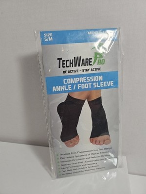 TechWare Pro Compression Ankle / Foot Sleeve Pair - Size S/M - New Unused