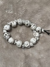 White Skull Bead Bracelet Skeleton Gothic Halloween Stretch Bracelet Resins