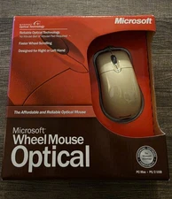 Microsoft Wheel Mouse Optical Vintage Mouse: PC/MAC USB PS2 🔥New-Open Box🔥