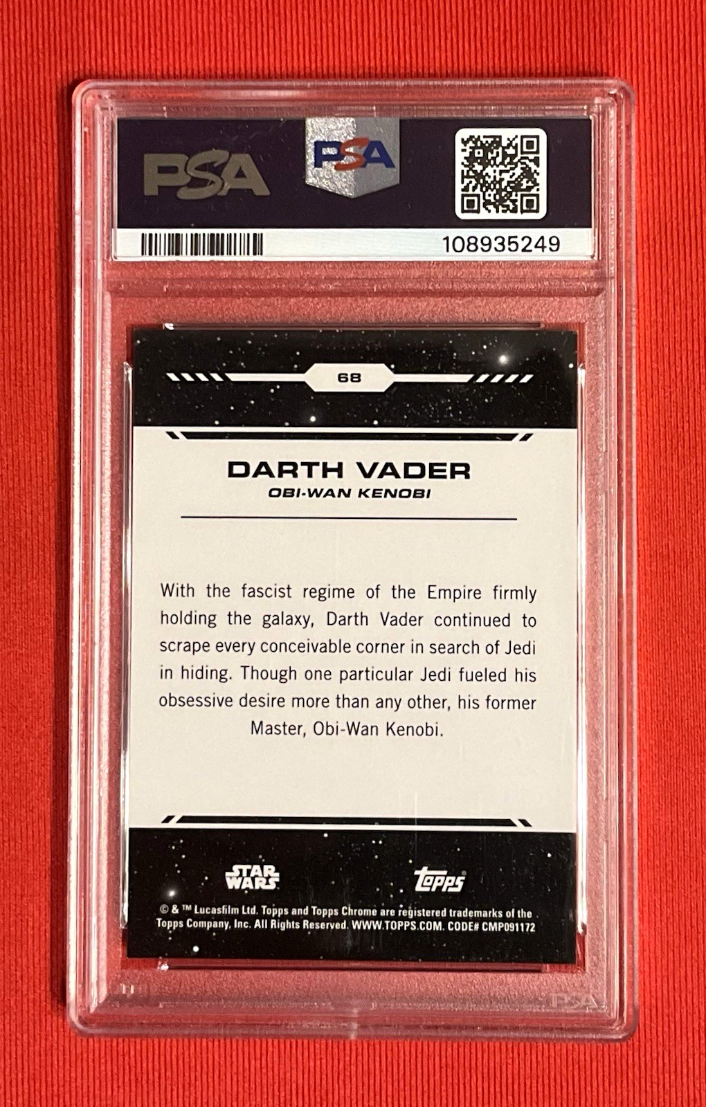 2024 TOPPS CHROME STAR WARS RED BLUE REFRACTOR #68 DARTH VADER SSP /10 PSA 9 💎 view 2