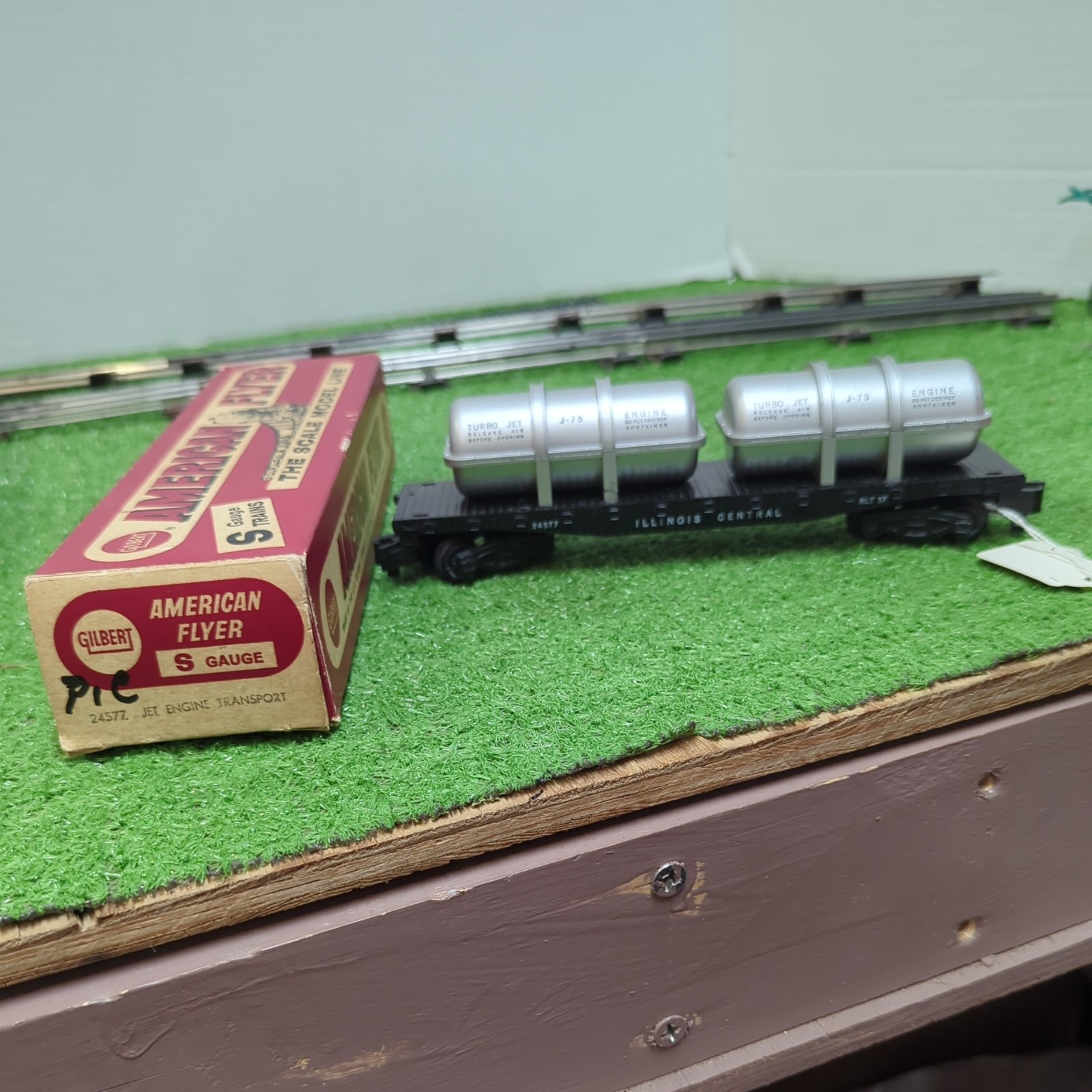 Gilbert American Flyer 24577 Illinois Central Jet Engine Flatcar w/OG Box