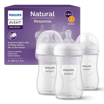 Philips Avent Babyflaschen Natural Response   3x Babyflaschen, 260 ml, für Neuge