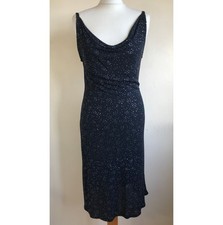 River island Black glittery Slip dress 12 Drape neck Y2K Evening party