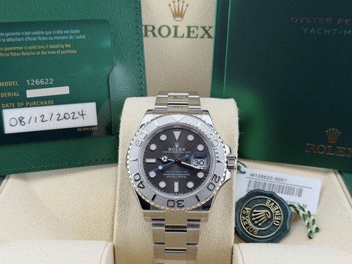 2024 Rolex Yacht Master 126622 40mm Slate Rhodium Dial Platinum Steel Box Paper