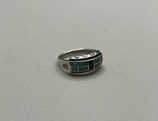 Great Vintage Navajo Sterling Silver Turquoise Channel Inlaid Native Ring s8.75