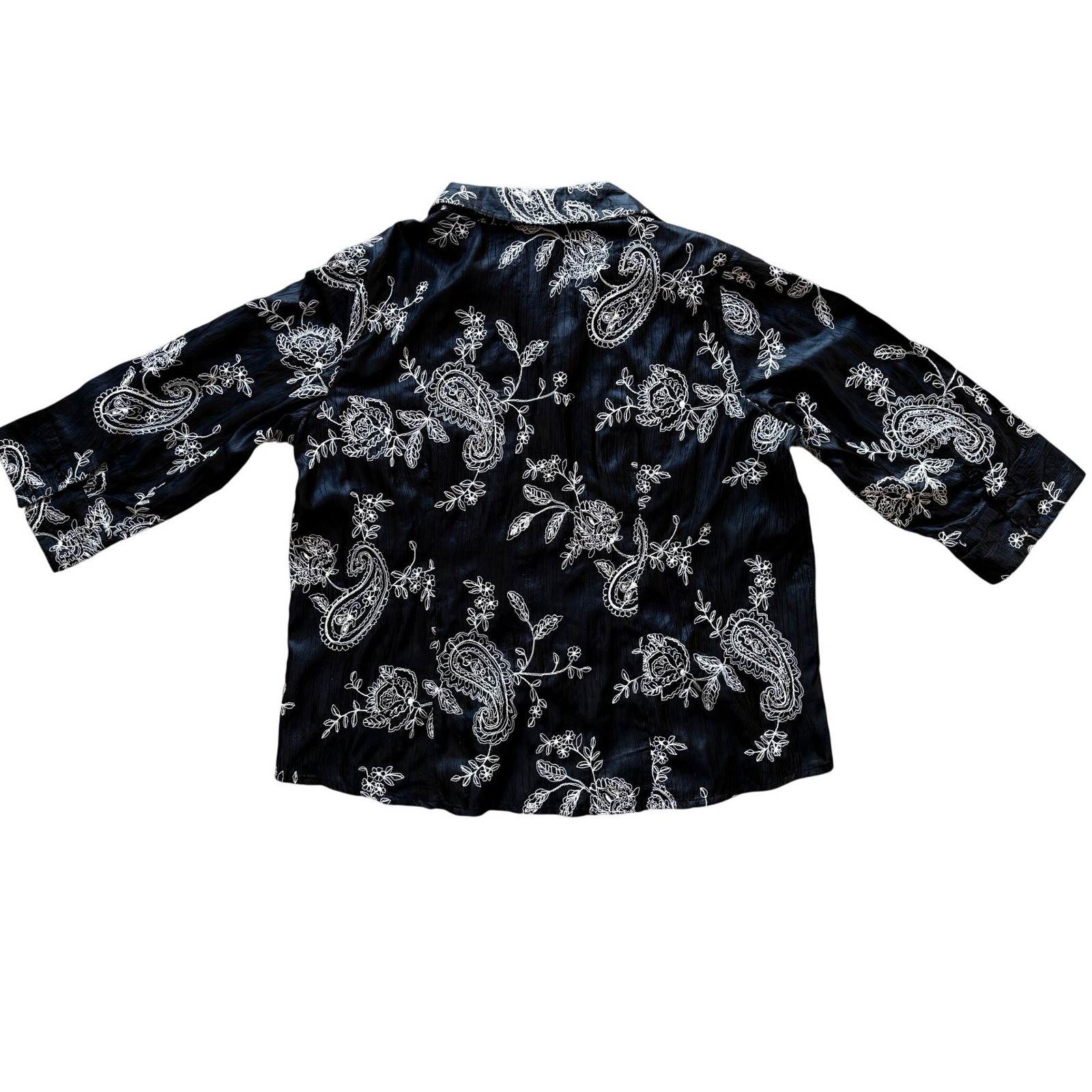 Lemon Grass Studio Button Down Blouse Black White… - image 2