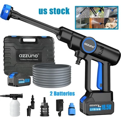 AZZUNO 6 in 1 Cordless Power Washer Portable Pressure Washer Car Washer Gun 2 Batteries