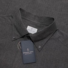 Emanuel Berg NWT Bellagio Casual Button Down Shirt Size 46 18 XXL Gray Melange