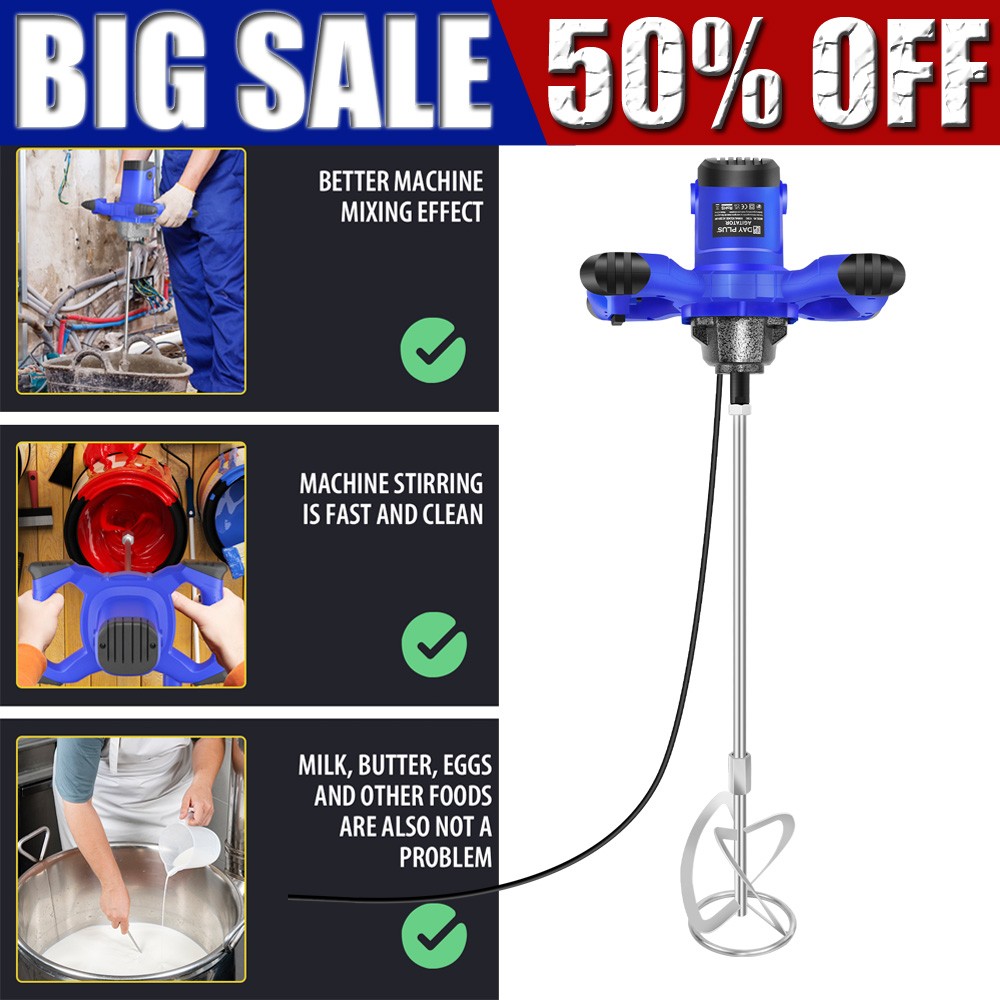 Electric Plaster Paddle Mixer Drill Mortar Cement Paint Stirrer Whisk 230V 3000W
