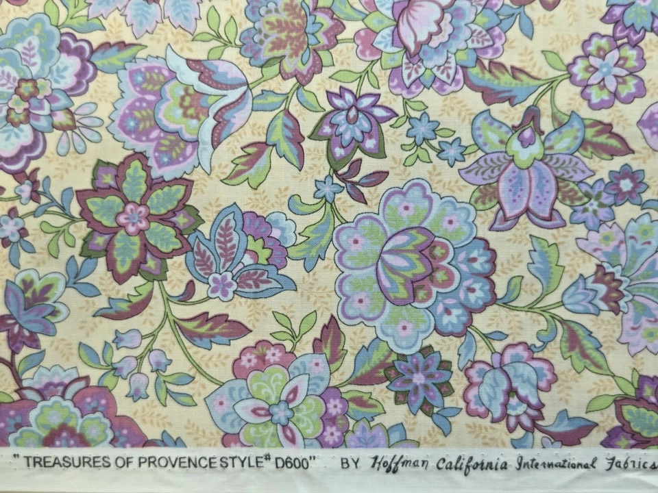 Tela Hoffman Treasures of Provence Estilo D600 Azul Púrpura Floral 56" x 44" Foto 2 de 3