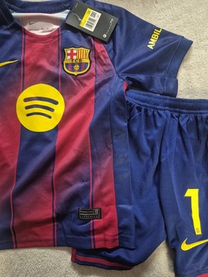 FCB Barcelona #1 Jersey And Shorts Size Kids 20. Uno On Back