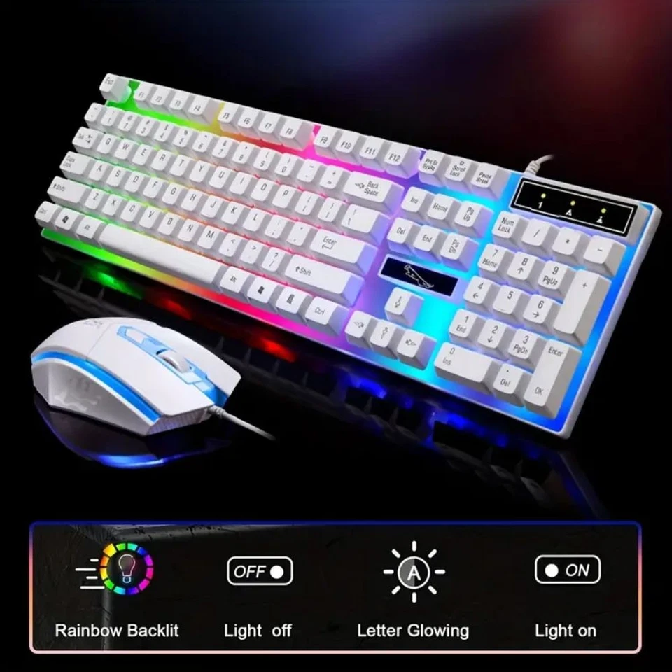 Gaming Keyboard Set Mouse Rainbow LED Wired USB For PC Laptop PS4 Xbox One 360UK - Image 4 of 4