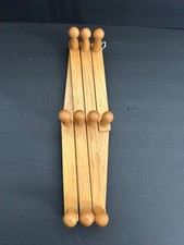 Wooden 10 Peg Accordion Expandable Cup Mug Coat Rack Hat Holder Wall Decor