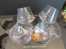 MG Home By MyGift Set of 4 Angled Whiskey 4" Glasses DOF Double Old Fashion