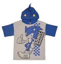 Sonic the Hedgehog Sega Cosplay Graphic Hoodie tshirt Gray Blue Boys Size 8
