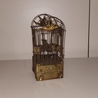 Vintage KTC Automated Bird Cage Brass Metal Folk Art Music Box Plays Yellow Bird — photo 2