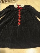 Ruth Of Carolina Dress Girls 6X Black Velvet With Red Embroidered Flowers