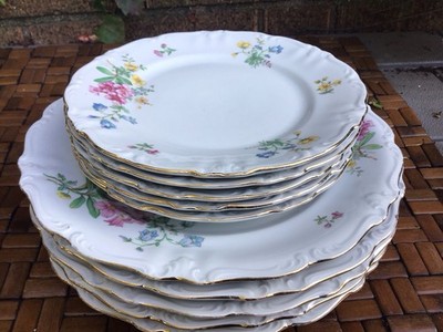 10 Winterling Porcelain Floral Gold Trim 5 Dinner 5 Salad Plates Bavaria Germany