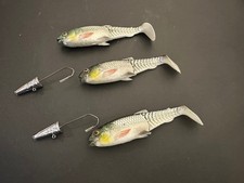 SAVAGE 3 x Craft Cannibal Paddle Tail Shads & 2 x Jig Heads No 3