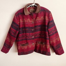 Vtg Woolrich Wool Southwest Navajo Tapestry Chore Barn Jacket Coat Large