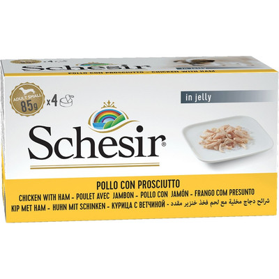 8005852143099 SCHESIR Chicken with ham in jelly - Nassfutter für Hunde - 4 x 85g