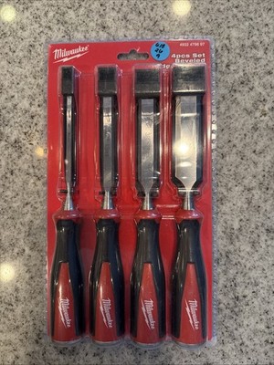 Milwaukee 4 Piece Set Beveled Edge Chisels 4932 4798 97