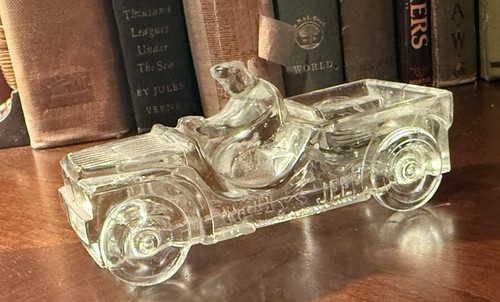 Original Vintage Willy’s JEEP Candy Glass Container Circa 1944 Ex Condition