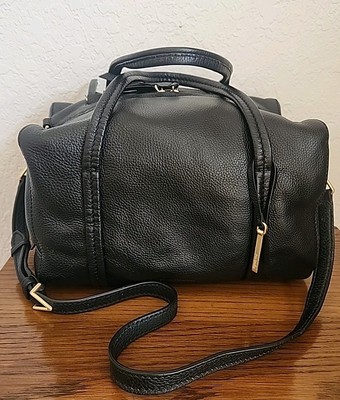 Vera Bradley Pebbled Leather Mallory Satchel Purse - Black Bag 