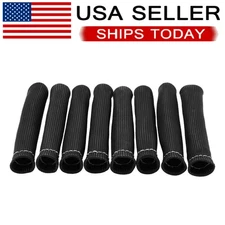 2500° 6" Spark Plug Wire Boots Protector Black Sleeve Heat Shield Cover 8Pcs -