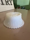 Vintage White Milk Glass Hobnail Candle Holder Scalloped Edge Farmhouse Decor