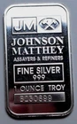 1 Oz 999 SILVER BAR JM JOHNSON MATTHEY  Assayers & Refiners Bar, No Reserve !