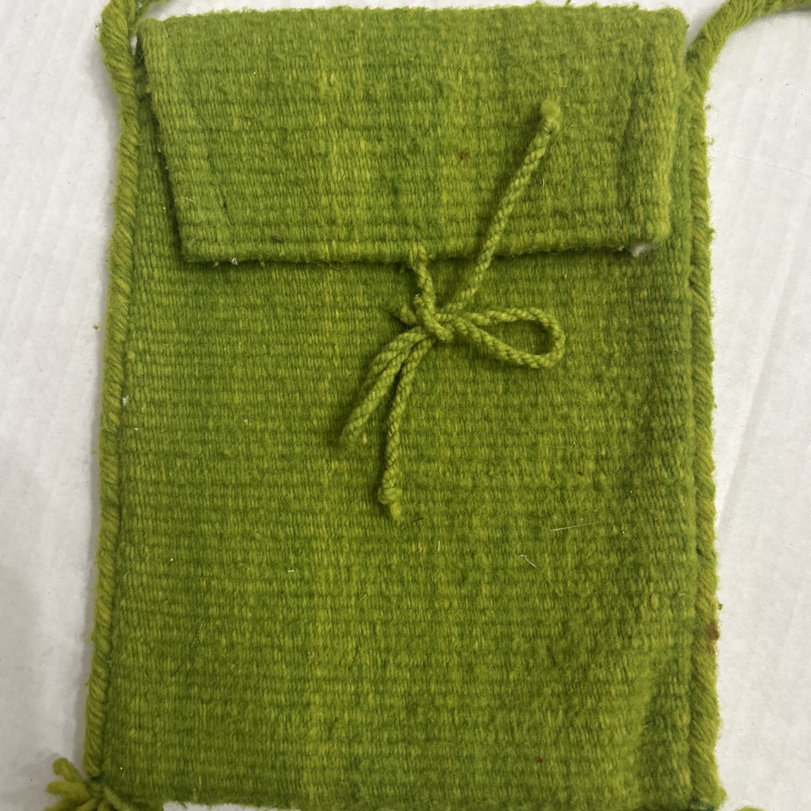 Handmade Green Wool Pouch With String Closure - image 16