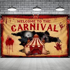 Halloween Circus Backdrop Creepy Carnival Party Decoration,43.3" x 72.8"