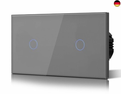 BSEED Doppelt Touch Lichtschalter aus Glas, Unterputz Wandschalter mit