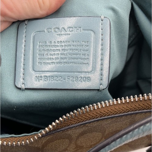 Coach F29209 borsa hobo tracolla kaki/blu firma rivestita pelle tela certificato di autenticità - Foto 13 di 16