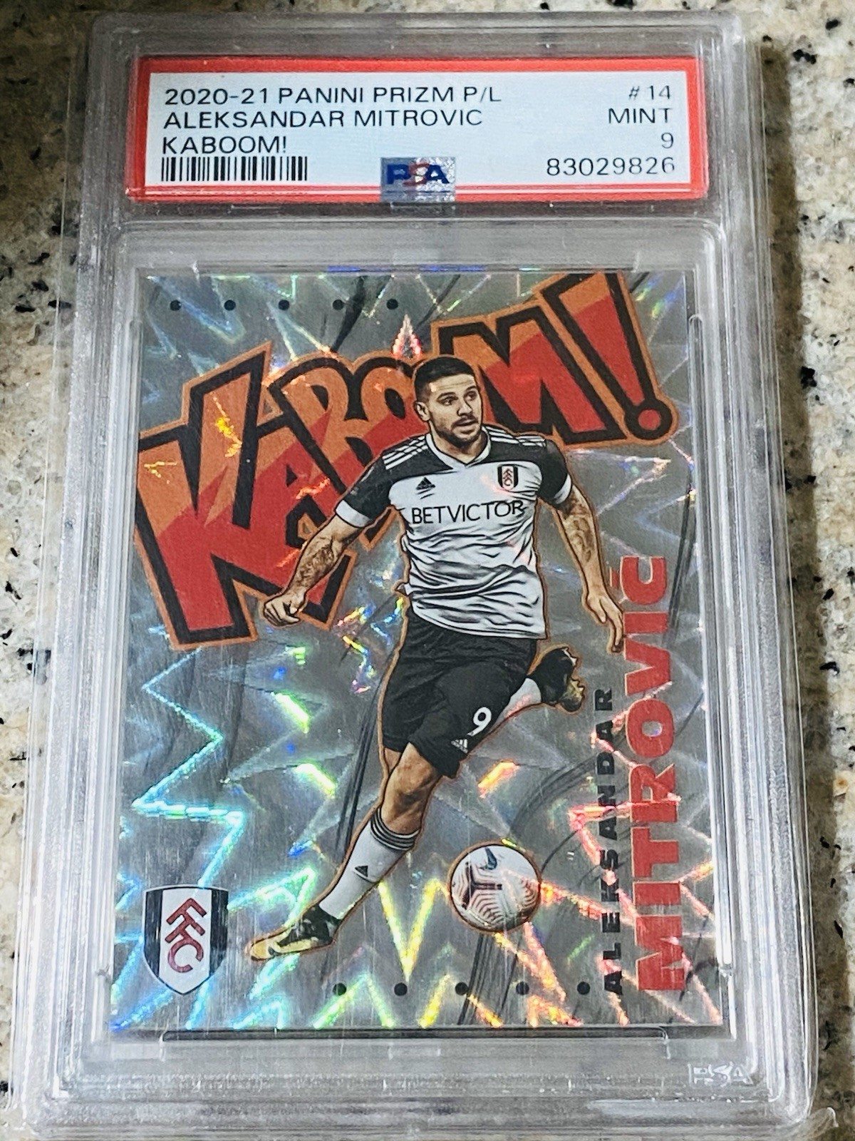 2020 Panini Prizm Premier League Aleksandar Mitrovic Kaboom PSA 9 Mint #14