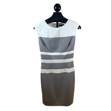 Lauren Ralph Lauren Womens Grey White Colorblock Striped Sheath Dress 10 RN41381