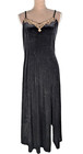 Delicates Velvet Maxi Slip Dress Sz S Black Embroidered Goth Sexy Dark Feminine