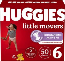 Huggies Size 6 Diapers, Little Movers Baby Diapers, Size 6 35 lbs , 50 Count