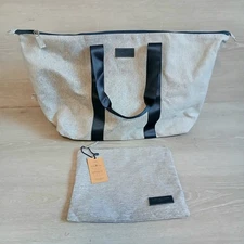 LONGINES SWISS NWT  FOLDABLE TRAVEL DUFFLE BAG GRAY BLUE ZIP POLYESTER 16X13X7