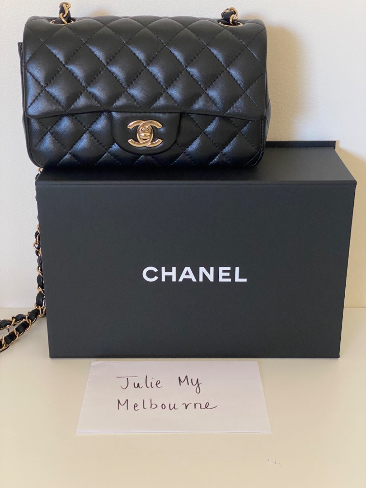 CHANEL mini classic flap black lambskin image 2