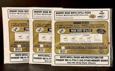 Pioneer 12x12 Top Loading Memory Book White Refill Pages AND Sheet Protectors