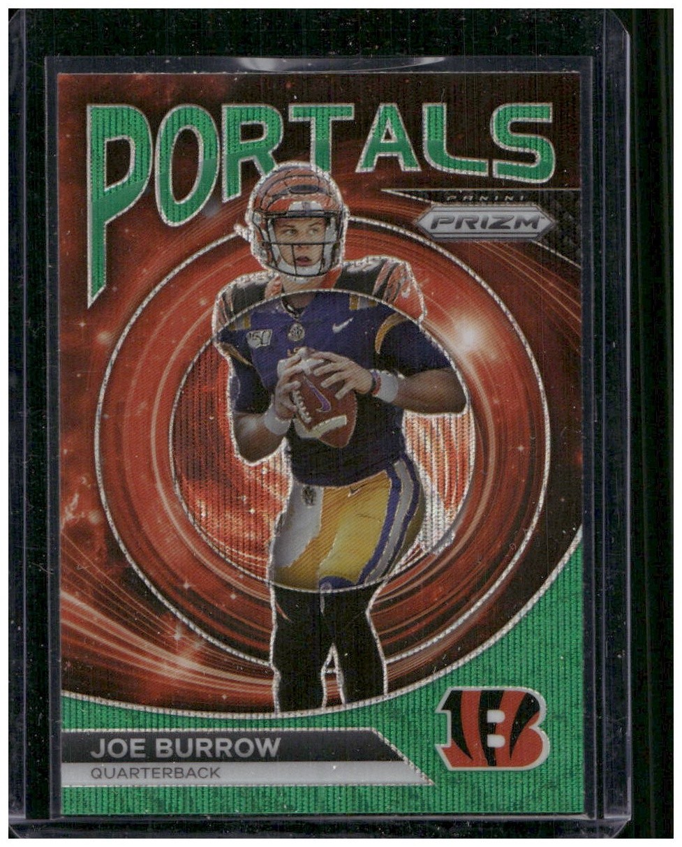 2023 Panini Prizm #PO-3 Joe Burrow Portals Prizms Green Wave