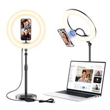 Desk Ring Light with Magnetic Phone Holder, 10'' Video Conference Podcast Lig...